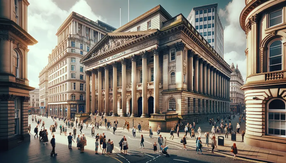 Bank of England Building: A Historic Architectural Landmark in Liverpool 1 A wide view image of the Bank of England Building in Liverpool emphasizing its status as a historic architectural landmark. The building a splendid