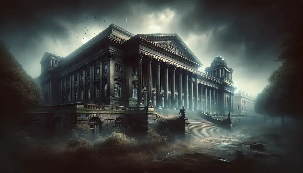 The Wellington Rooms - A Grand Venue with a Dark History 1 An atmospheric and intriguing depiction of The Wellington Rooms in Liverpool a grand venue with a dark history. The building is shown in its majestic